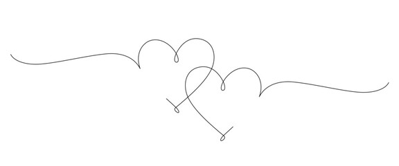 love line art style. line art heart. valentine, invitation, wedding, anniversary vector elements