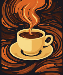 Obraz premium A cup of coffee, vintage style illustration