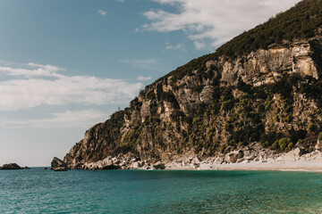 Amazing view of the Adriatic sea and mountains near Petrovac, Montenegro. Travel destination in Montenegro.