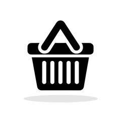 Shopping basket icon. Simple black shopping basket icon. Concept of commerce and online shopping