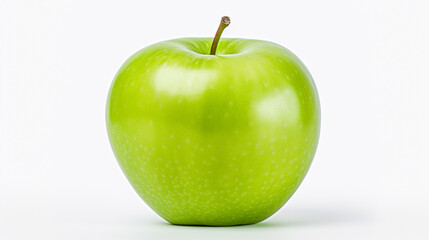 Granny Smith apple, Isolated macro of a green granny smith apple. generative ai