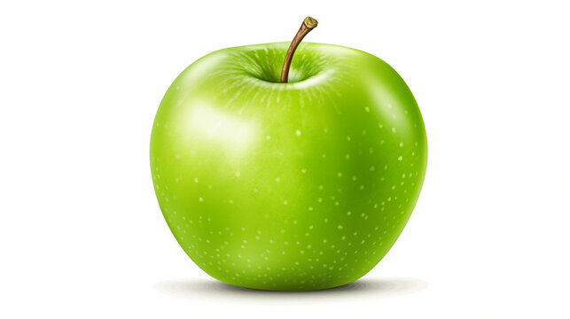 green Granny Smith apple isolated on white, clipping path included. generative ai