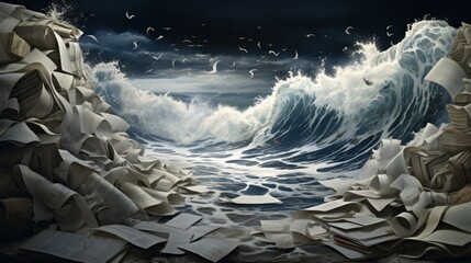 A letter brought by the waves of the sea on the shore - obrazy, fototapety, plakaty