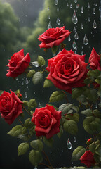 bouquet of roses with drops