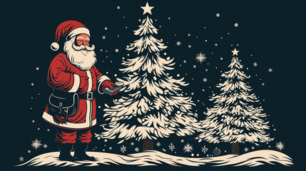Naklejka premium 2024 new year christmas, classic illustration