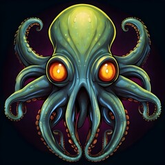 Alien Octopus with Glowing Eyes Generative AI