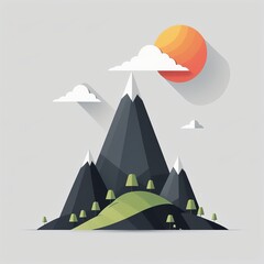mountain landscape with mountains and sun. vector illustration mountain landscape with mountain