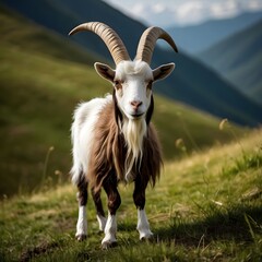 Alien Goat with Fur and Horns Generative AI