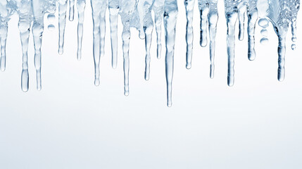 a white background  framed by icicles - obrazy, fototapety, plakaty