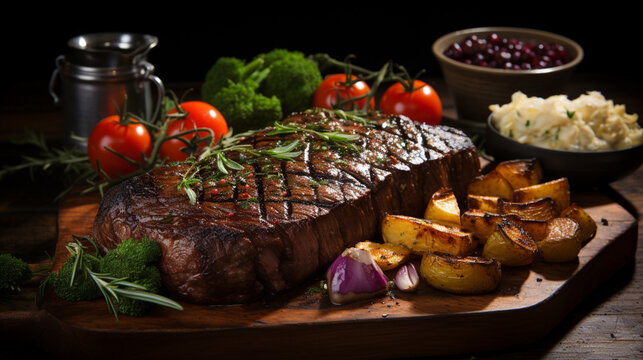 Succulent thick juicy portions of grilled fillet steak served