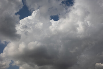 Blue sky. Beautiful Cumulus clouds flying across the sky, Beautiful natural clouds on the sky, deep blue sky