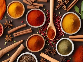 Indian colorful spices with copy space for text