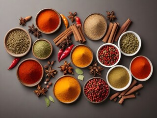 Indian colorful spices with copy space for text