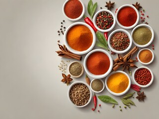 Indian colorful spices with copy space for text