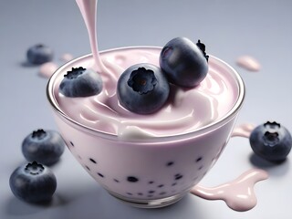 ultra realistic Blueberry milk splash cream 4k Dairy creamy