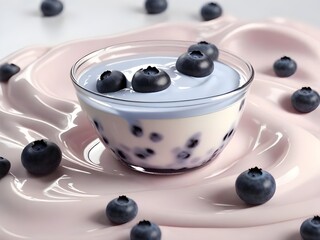 ultra realistic Blueberry milk splash cream 4k Dairy creamy