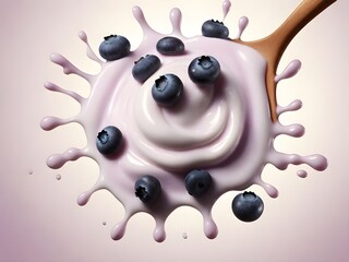ultra realistic Blueberry milk splash cream 4k Dairy creamy