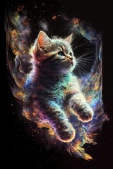 Naklejka premium cat in the magical sky.Generative AI