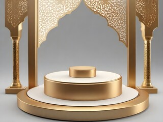 Islamic Podium, luxury ramadan podium for display product, presentation, stage, base