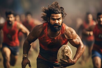 Energetic Kabaddi Player Sprinting Towards Victory Generative AI