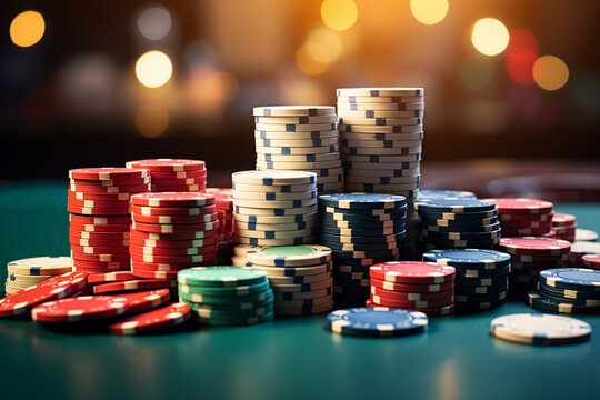 Pokerchips auf einem gro&szlig;en Stapel (Durch AI generiert)