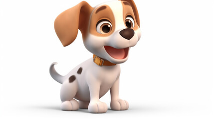 cute dog character isolated on transparent on white background. Happy puppy sitting. generative ai