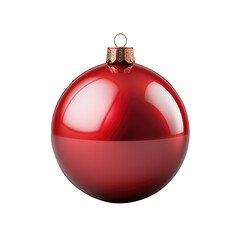 Red Christmas ball isolated on transparent background. Generative ai