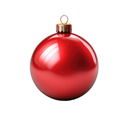 Red Christmas ball isolated on transparent background. Generative ai