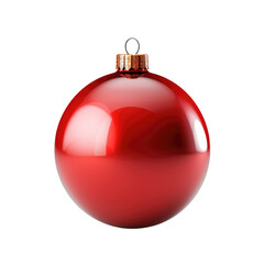 Red Christmas ball isolated on transparent background. Generative ai