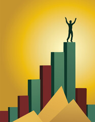 Achieving success, growing statistical data, conceptual vector illustration