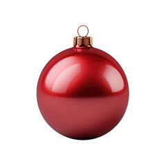 Red Christmas ball isolated on transparent background. Generative ai