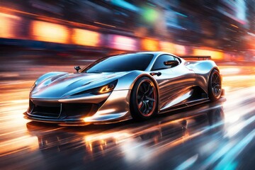 3d illustration of a brand sport car on the street 3d illustration of a brand sport car on the