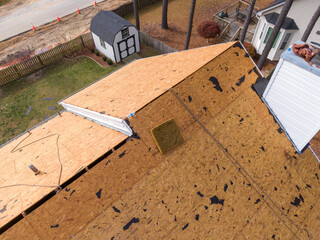 Residential Roof Replacement Drone Photos - obrazy, fototapety, plakaty