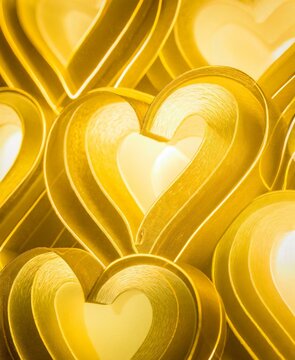 Golden hearts design background