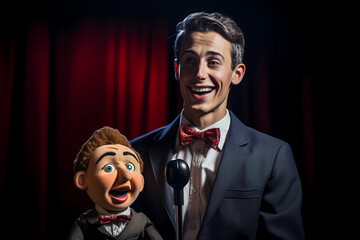 ventriloquist on stage with dummy