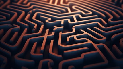 A maze with many different shapes and lines, AI - obrazy, fototapety, plakaty