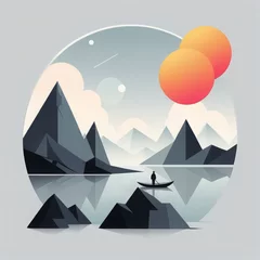 Acrylic prints Mountains vector illustration of a mountain with a lake vector illustration of a mountain with a lake vec