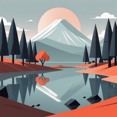 mountain landscape in the forest, vector illustration mountain landscape in the forest, vector