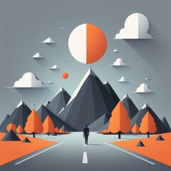 vector illustration. mountain landscape with a road in the mountains. vector illustration. moun