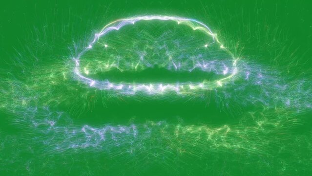 Glitter Trail Particle Moving On Green Screen Background. Sparkle Tow Color Red And Green Particle Moving On Green Screen With Optic Flare. Glitter Trail Animation Magic Particle Moving, Particle 