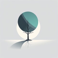 tree with moon and leaves tree with moon and leaves tree in the moon, abstract vector illustration
