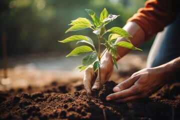 Planting Green Hope with Hands in the Soil