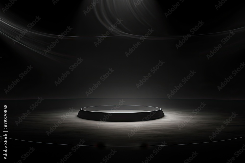 Poster dark background with a circular light spot generative ai