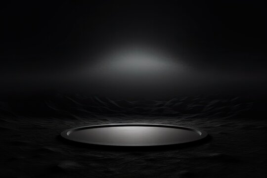 dark background with a circular light spot Generative AI