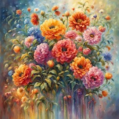oil and painting of colorful flowers oil and painting of colorful flowers beautiful flowers in