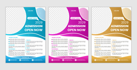 Flyer brochure cover template for Kids back to school education admission layout design