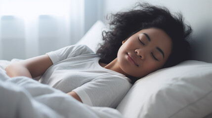 Obraz na płótnie Canvas portrait of a woman sleeping in bed
