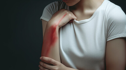 Violence against women symbolic injury to the upper body - obrazy, fototapety, plakaty