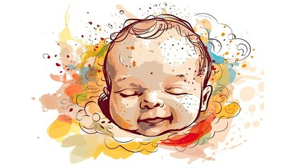 Happy smiling child. Postcard with an abstract child. Happy childhood concept for advertising.