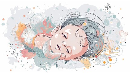 Happy smiling child. Postcard with an abstract child. Happy childhood concept for advertising.